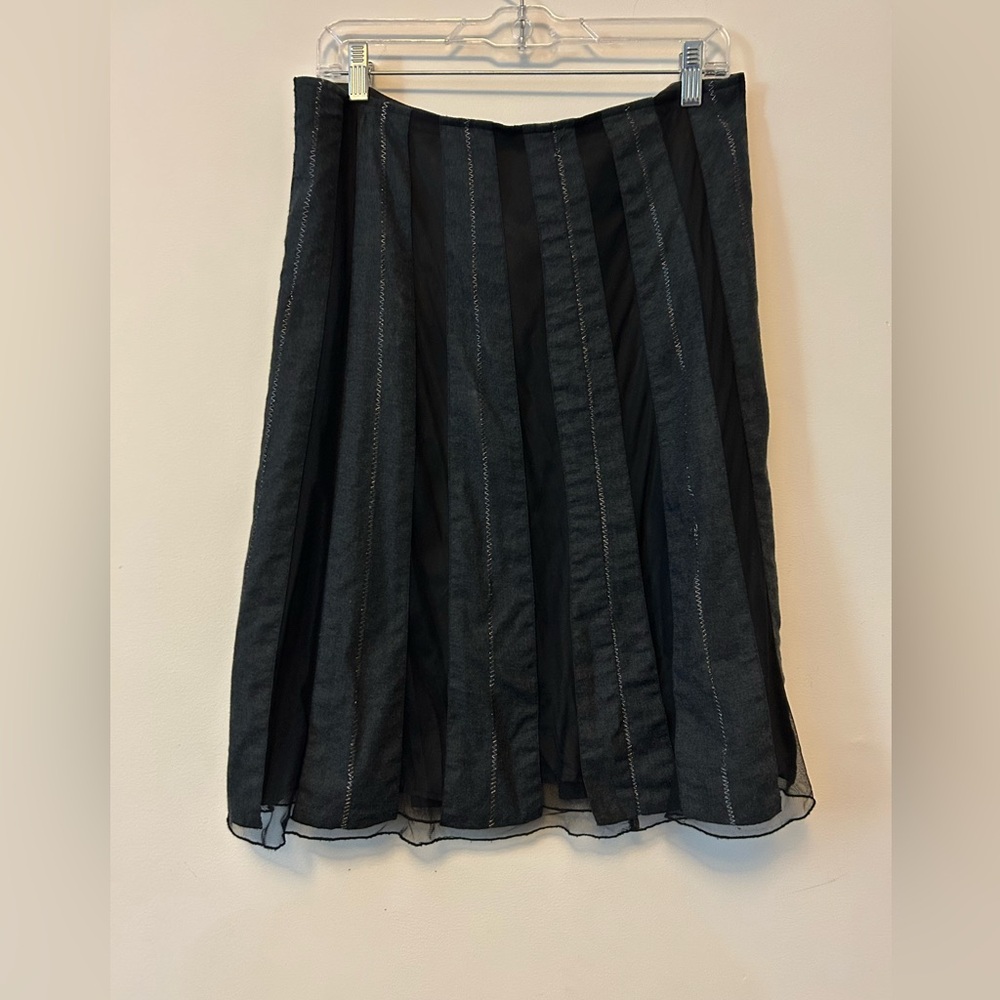 Old Navy Black A-Line Skirt with Stripes and sheer detail